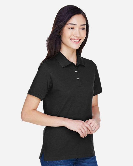 Women's Easy-Care Pique Polo on model, side