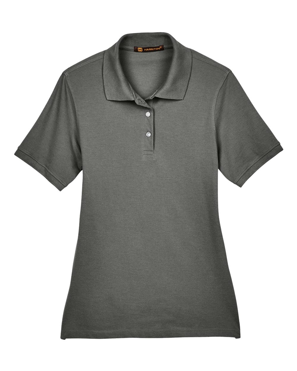 Women's Easy-Care Pique Polo in Charcoal - flat front