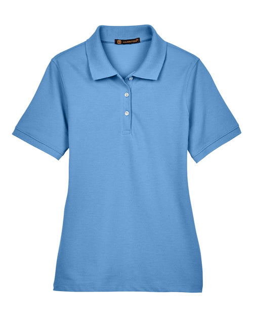 Women's Easy-Care Pique Polo in Light College Blue - flat front