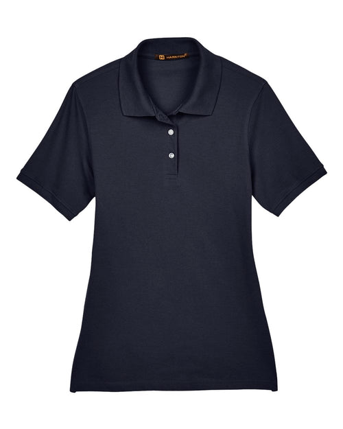 Women's Easy-Care Pique Polo in Navy - flat front