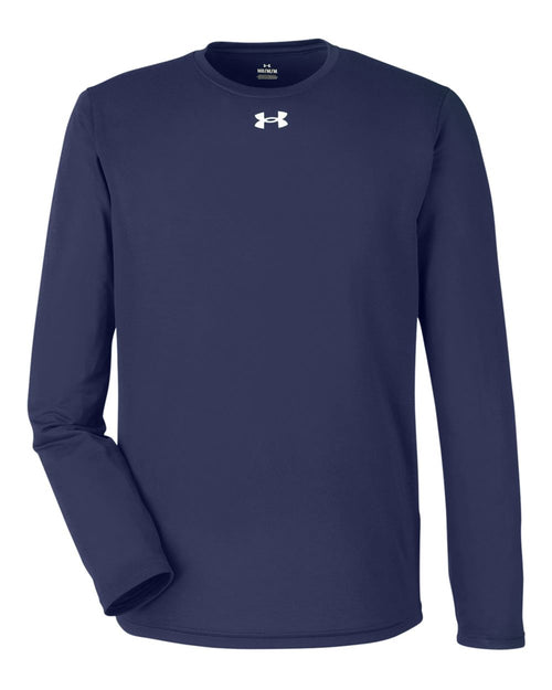 Men's Performance Long Sleeve Tee in Midnight Navy/ White - flat front