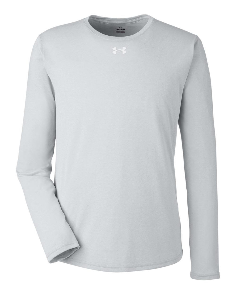 Men's Performance Long Sleeve Tee in Mod Grey Light Heather/ White - flat front