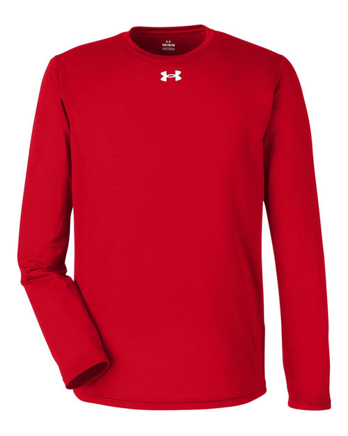 Men's Performance Long Sleeve Tee in Red/ White - flat front