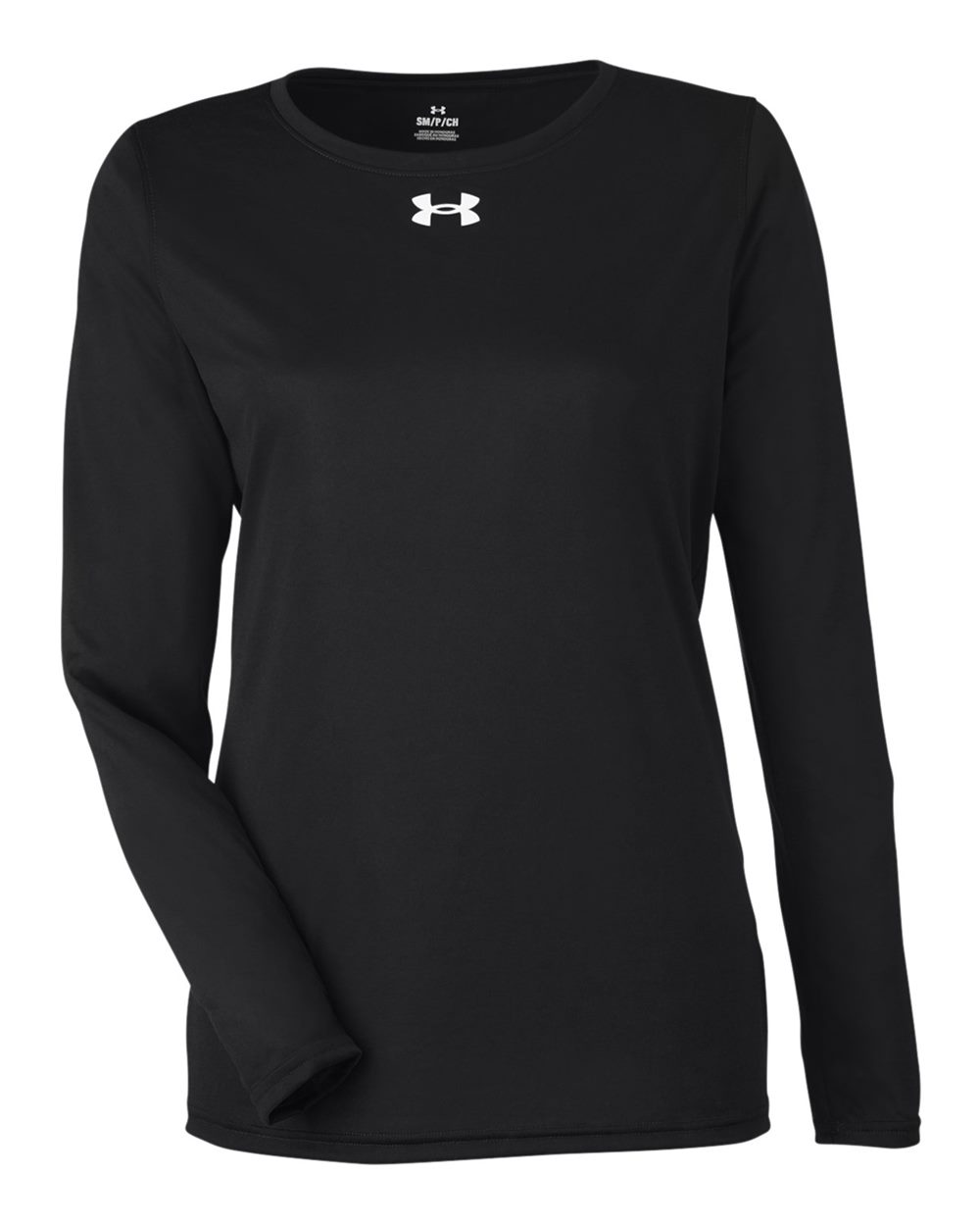Under Armour Women's Team Tech™ Long Sleeve T-Shirt in Black/ White - flat front