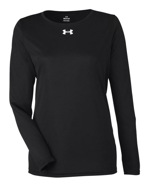 Under Armour Women's Team Tech™ Long Sleeve T-Shirt in Black/ White - flat front
