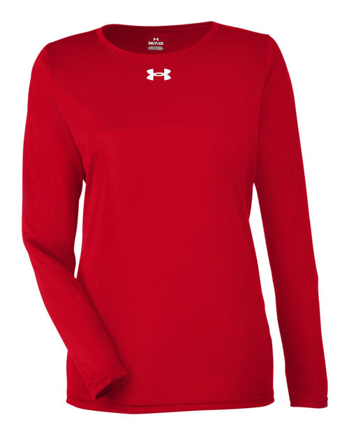 Under Armour Women's Team Tech™ Long Sleeve T-Shirt in Red/ White - flat front