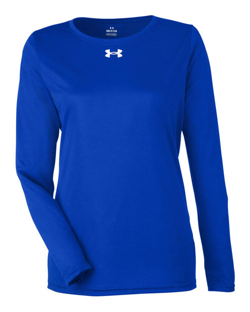 Under Armour Women's Team Tech™ Long Sleeve T-Shirt in Royal/ White - flat front