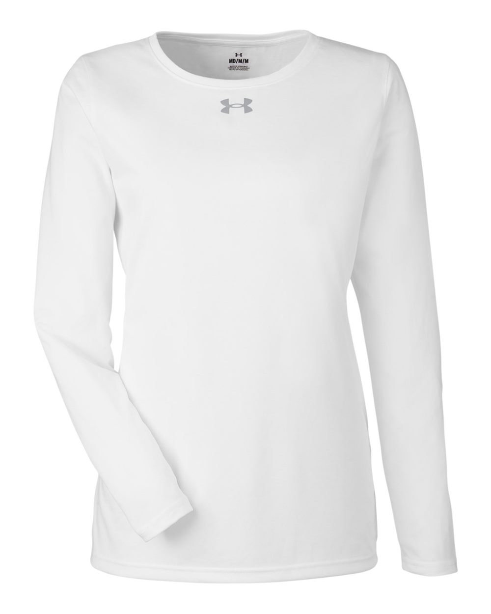 Under Armour Women's Team Tech™ Long Sleeve T-Shirt in White/ Mod Grey - flat front