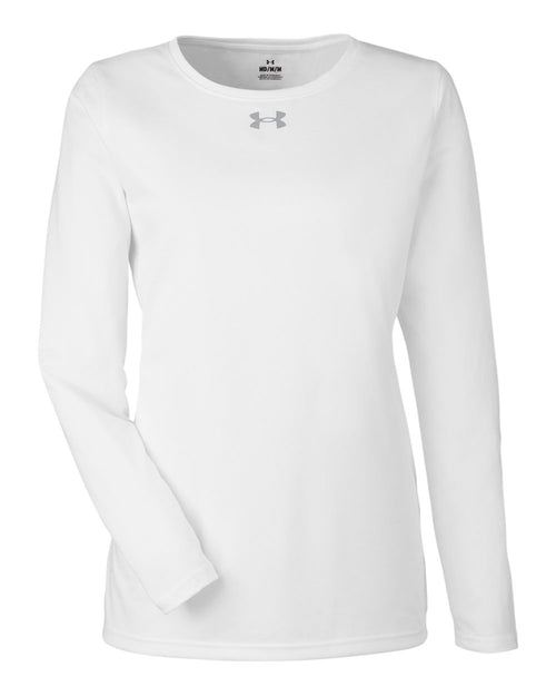 Under Armour Women's Team Tech™ Long Sleeve T-Shirt in White/ Mod Grey - flat front