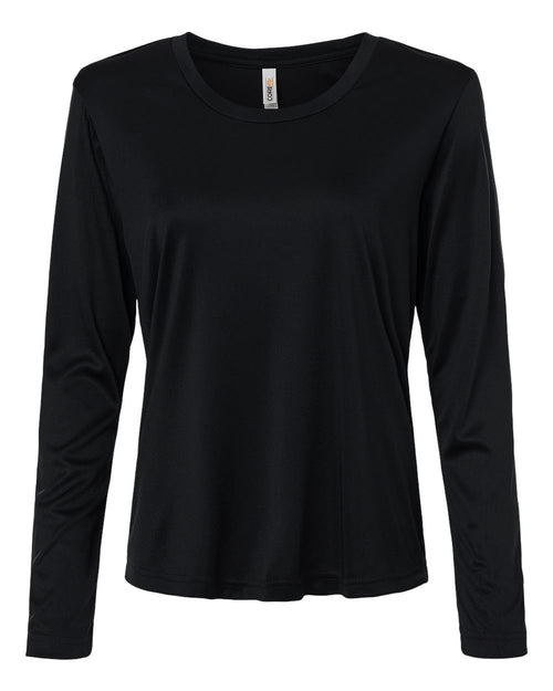 Women's Capital Performance Long Sleeve Tee in Black - flat front