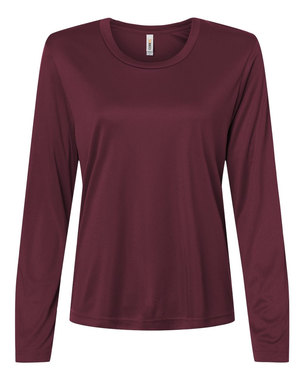 Women's Capital Performance Long Sleeve Tee in Burgundy - flat front