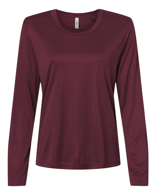 Women's Capital Performance Long Sleeve Tee in Burgundy - flat front