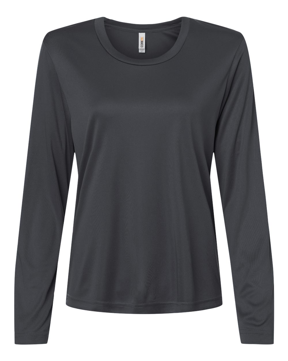 Women's Capital Performance Long Sleeve Tee in Carbon - flat front