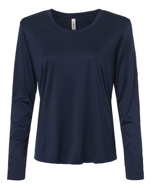 Women's Capital Performance Long Sleeve Tee in Classic Navy - flat front