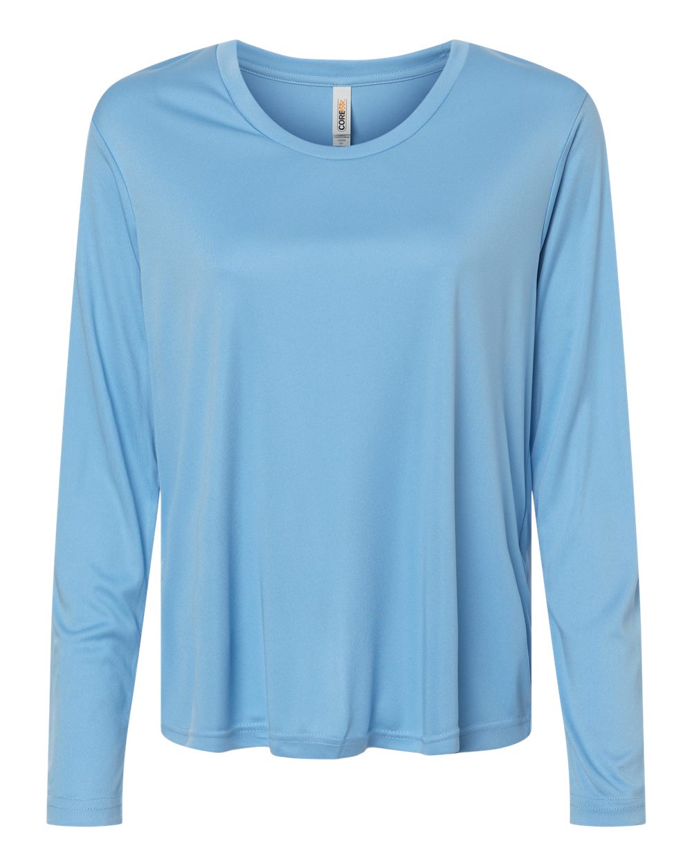 Women's Capital Performance Long Sleeve Tee in Columbia Blue - flat front
