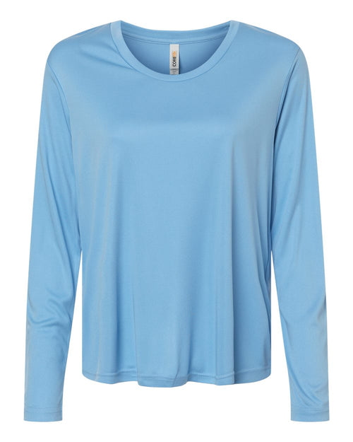 Women's Capital Performance Long Sleeve Tee in Columbia Blue - flat front