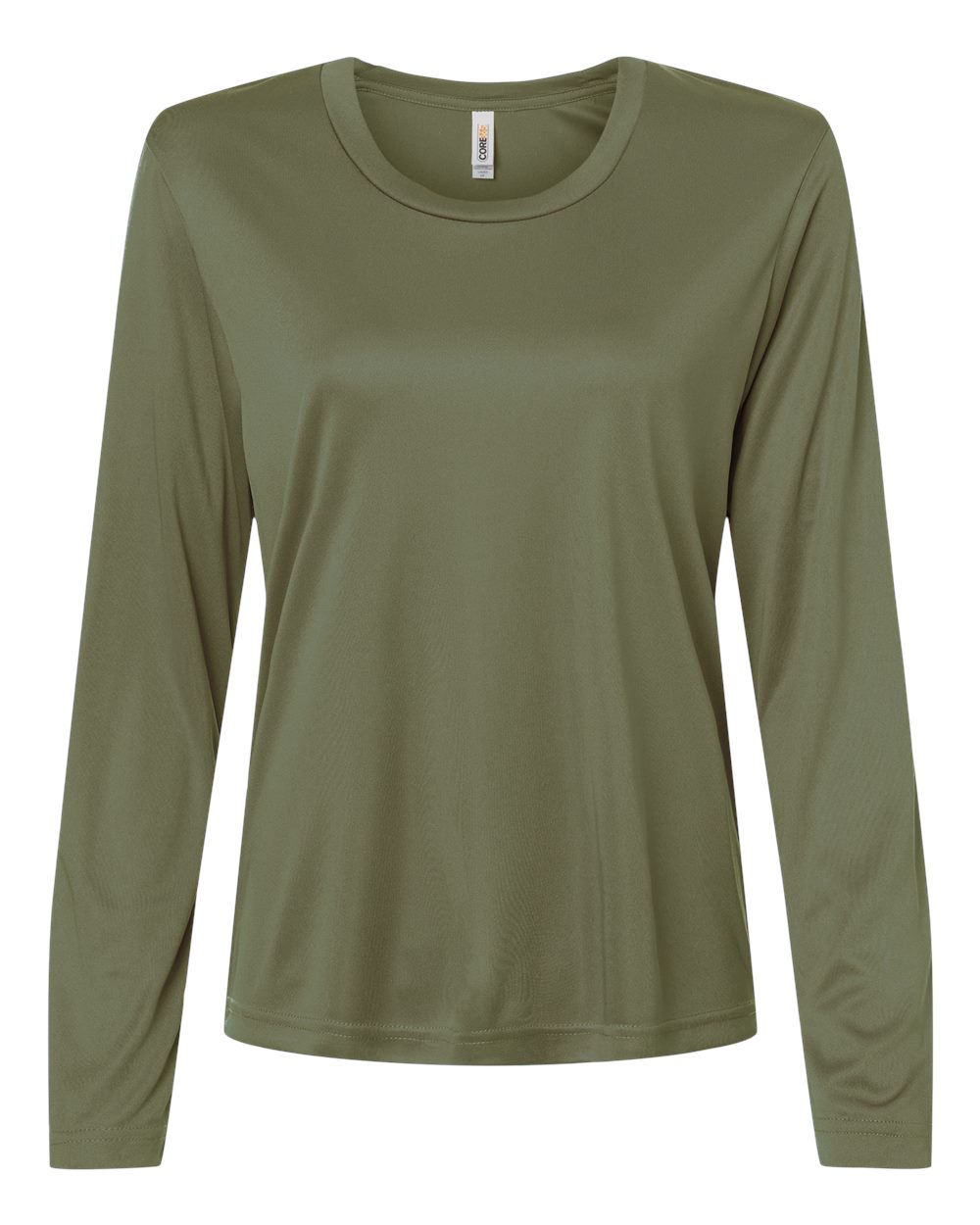 Women's Capital Performance Long Sleeve Tee in Military Green - flat front