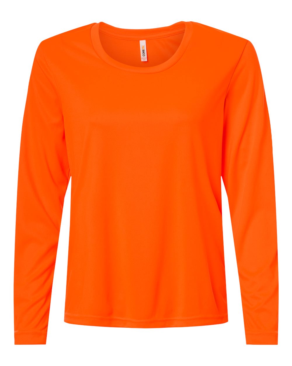 Women's Capital Performance Long Sleeve Tee in Safety Orange - flat front