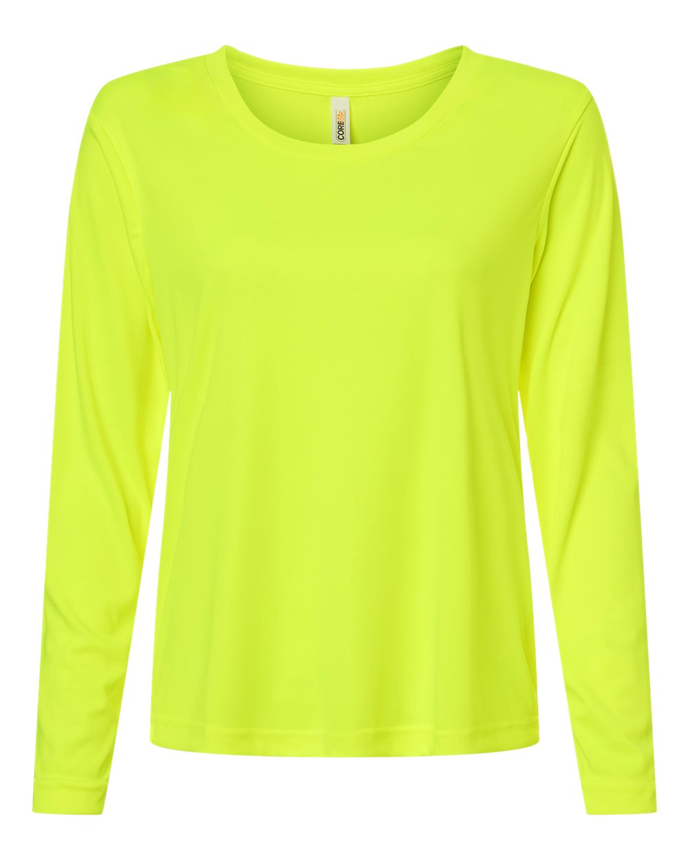Women's Capital Performance Long Sleeve Tee in Safety Yellow - flat front