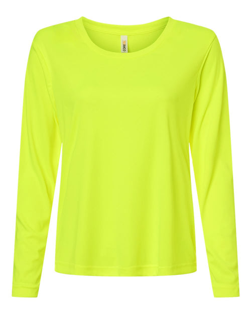 Women's Capital Performance Long Sleeve Tee in Safety Yellow - flat front