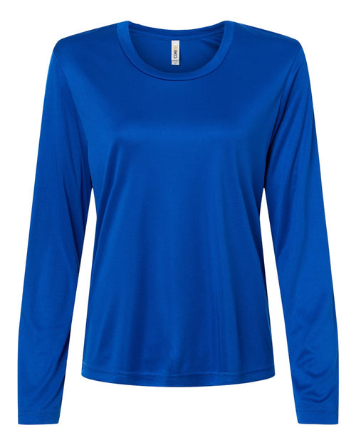 Women's Capital Performance Long Sleeve Tee in True Royal - flat front