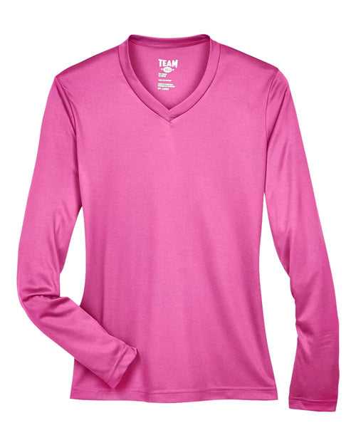 Women's Zone Performance Long Sleeve Tee in Sport Charity Pink - flat front
