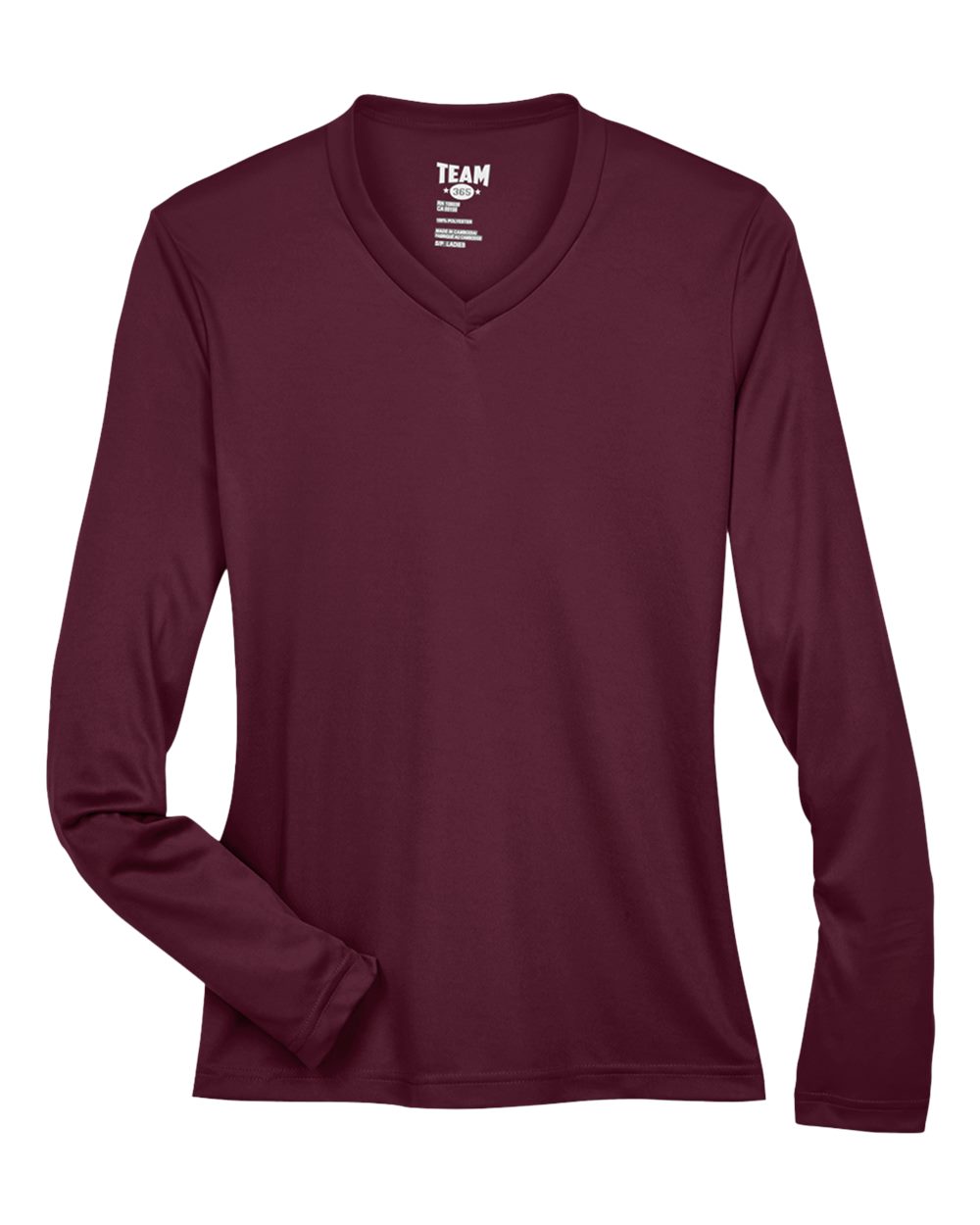 Women's Zone Performance Long Sleeve Tee in Sport Dark Maroon - flat front