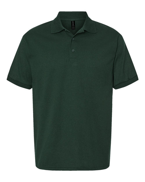 Unisex Pique Polo in Forest Green - flat front