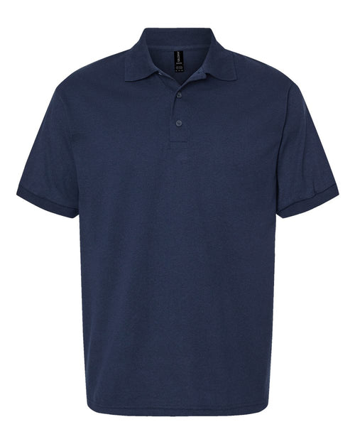 Unisex Pique Polo in Navy - flat front