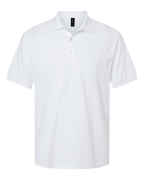 Unisex Pique Polo in White - flat front