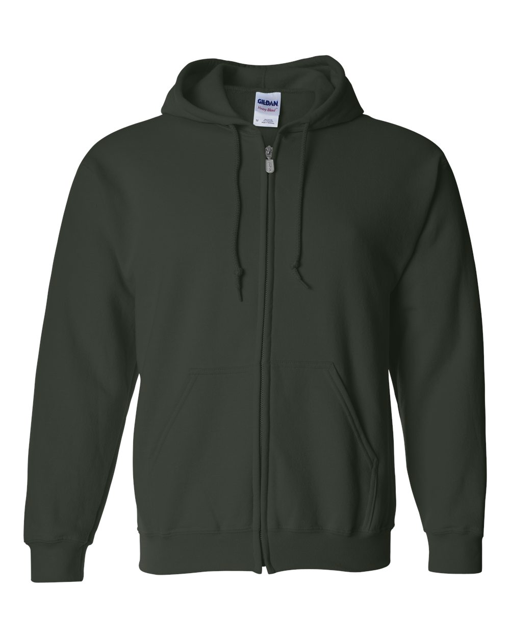 Unisex Full-Zip Hoodie in Forest - flat front