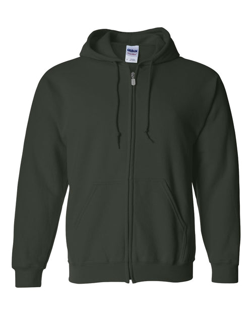 Unisex Full-Zip Hoodie in Forest - flat front