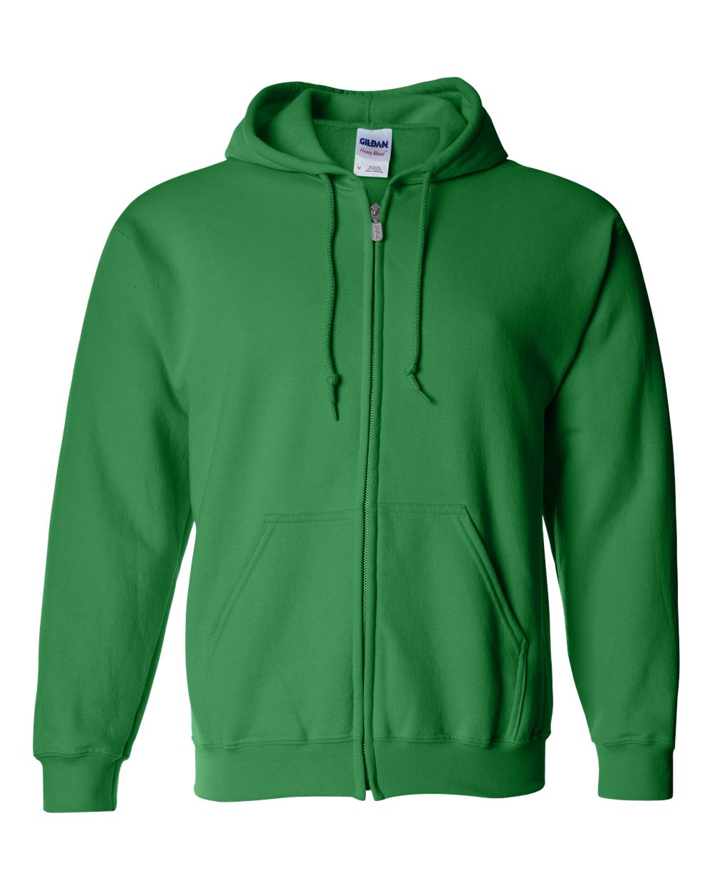 Unisex Full-Zip Hoodie in Irish Green - flat front