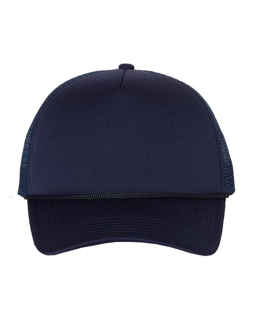 Foam Mesh-Back Trucker Cap in Navy/ Navy - flat front
