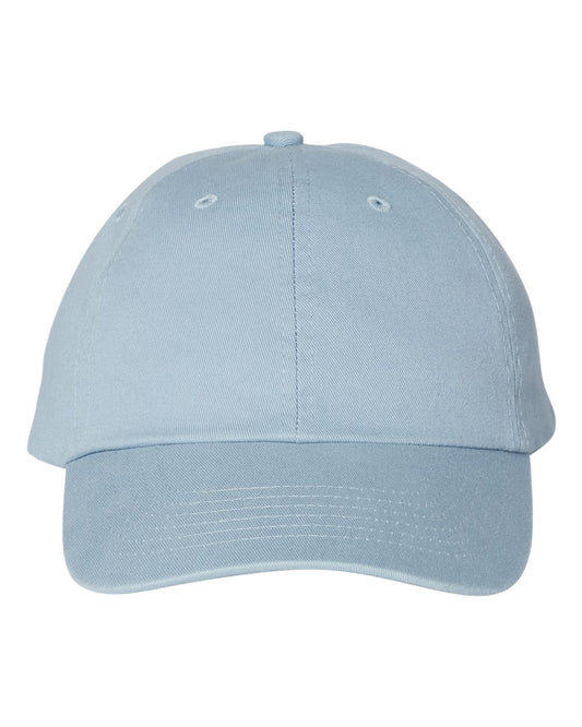 Bio-Washed Classic Dad Hat in Baby Blue - flat front