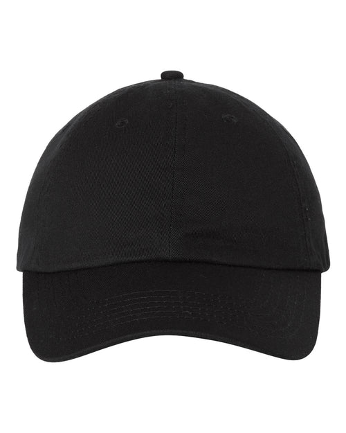 Bio-Washed Classic Dad Hat in Black - flat front
