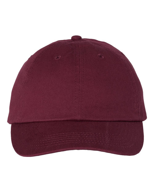 Bio-Washed Classic Dad Hat in Maroon - flat front