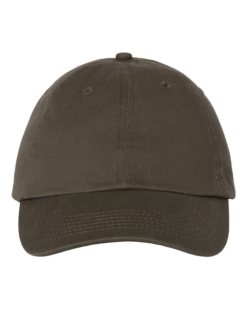 Bio-Washed Classic Dad Hat in Olive - flat front