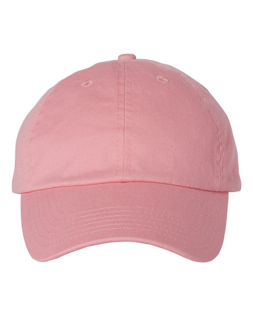 Bio-Washed Classic Dad Hat in Pink - flat front