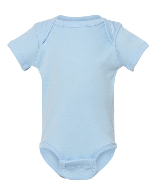 Infant Baby Rib Bodysuit in Light Blue - flat front