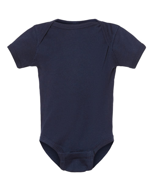 Infant Baby Rib Bodysuit in Navy - flat front