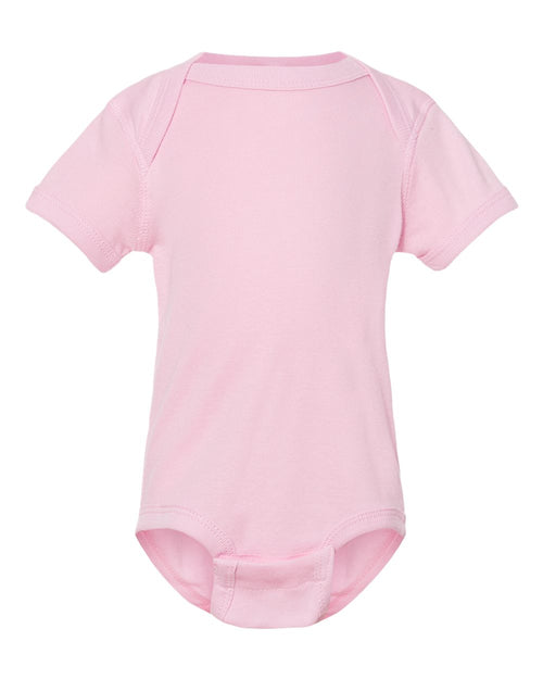 Infant Baby Rib Bodysuit in Pink - flat front