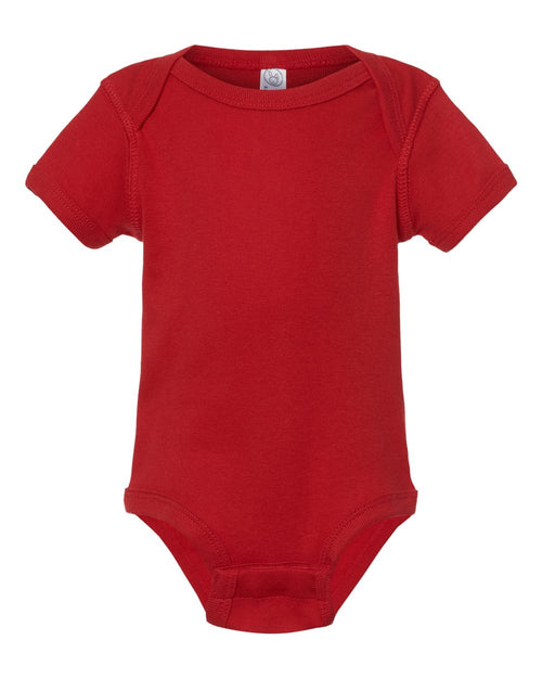 Infant Baby Rib Bodysuit in Red - flat front