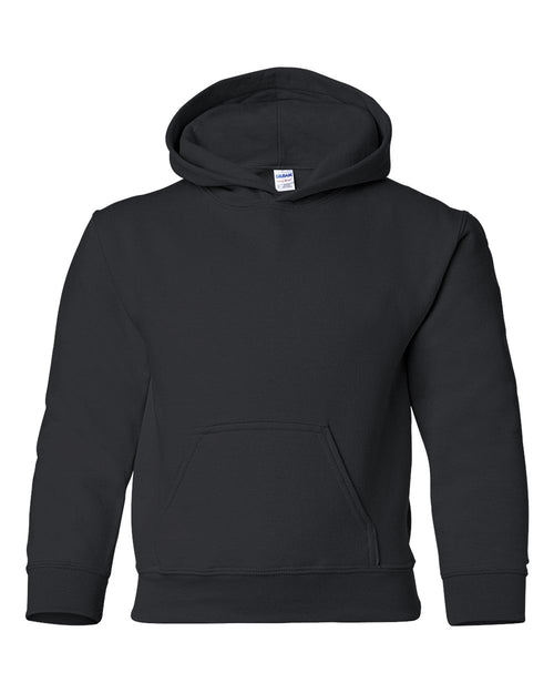 Youth Hoodie Heavy Blend Fleece in Black - flat front
