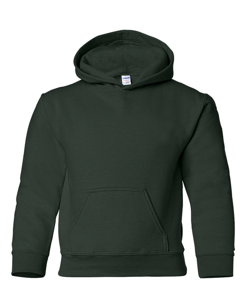 Youth Hoodie Heavy Blend Fleece in Forest - flat front