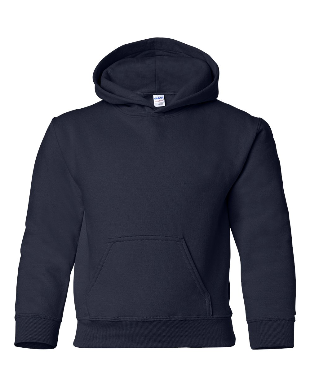 Youth Hoodie Heavy Blend Fleece in Navy - flat front