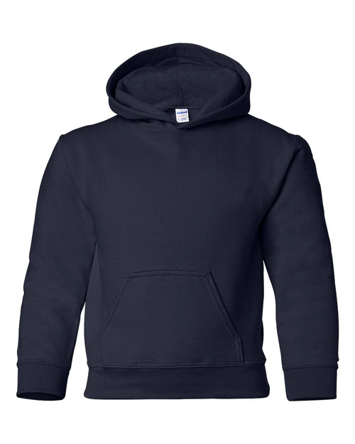 Youth Hoodie Heavy Blend Fleece in Navy - flat front