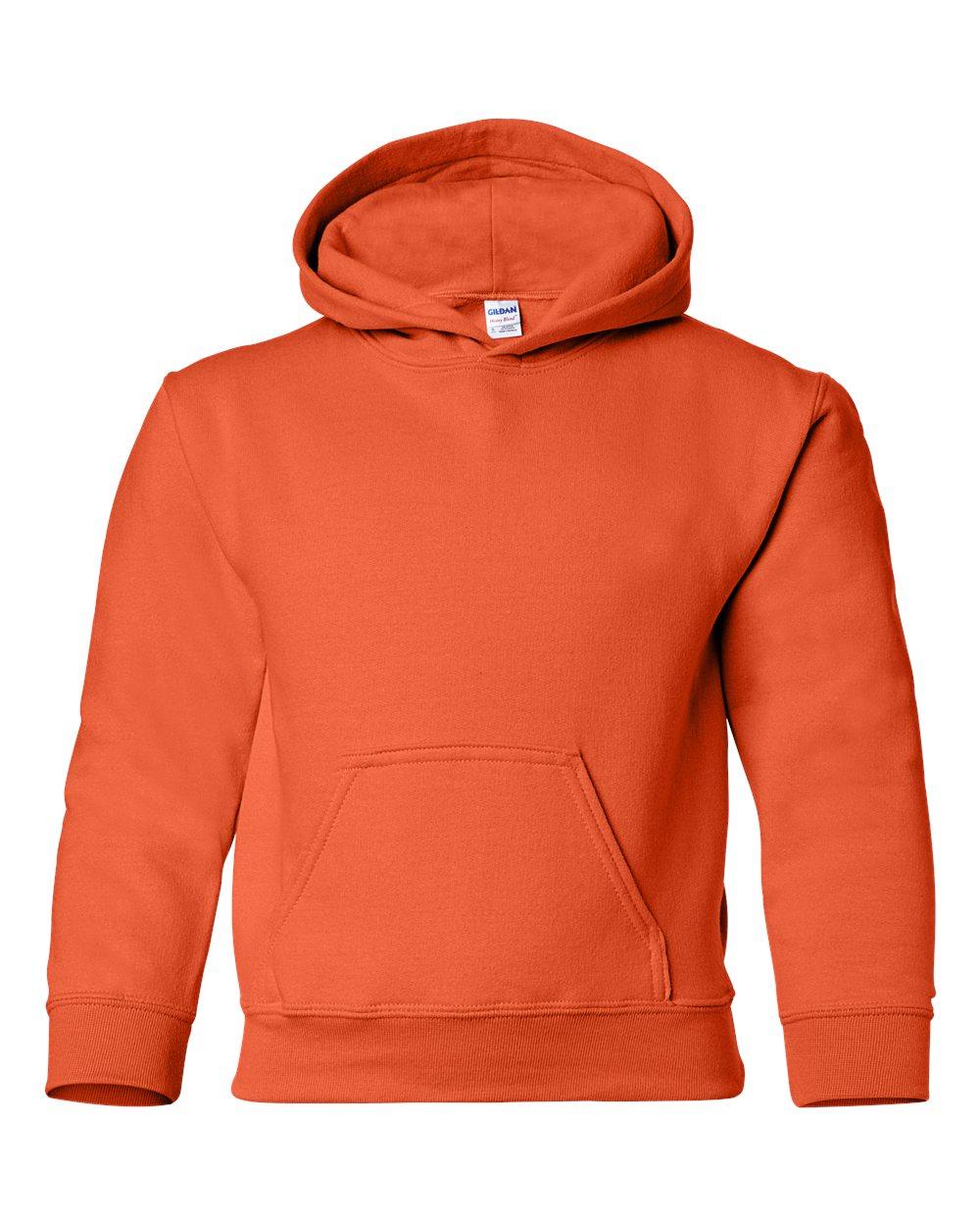 Youth Hoodie Heavy Blend Fleece in Orange - flat front