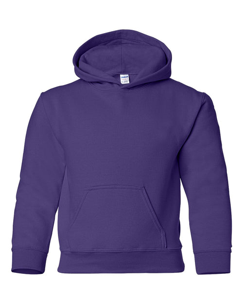 Youth Hoodie Heavy Blend Fleece in Purple - flat front
