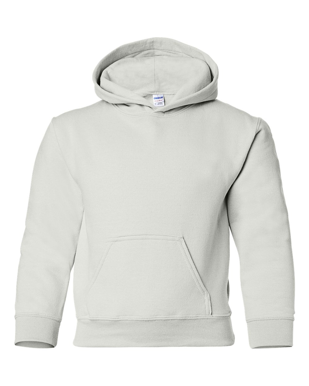Youth Hoodie Heavy Blend Fleece in White - flat front